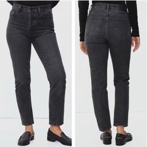 Everlane The Cheeky Jean Washed Black 100% Cotton Rigid Denim High Rise Straight